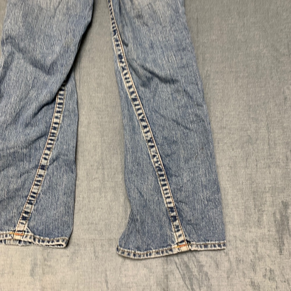 True Religion Jeans Womens 8 Blue Denim Wide Leg Distressed 5 Pockets Zip Fly - Picture 8 of 16